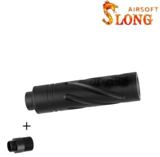 Slong Airsoft Short Spine ASG - Pistol Silencer 14mm. and Adapter 11mm. CCW by Slong Airsoft